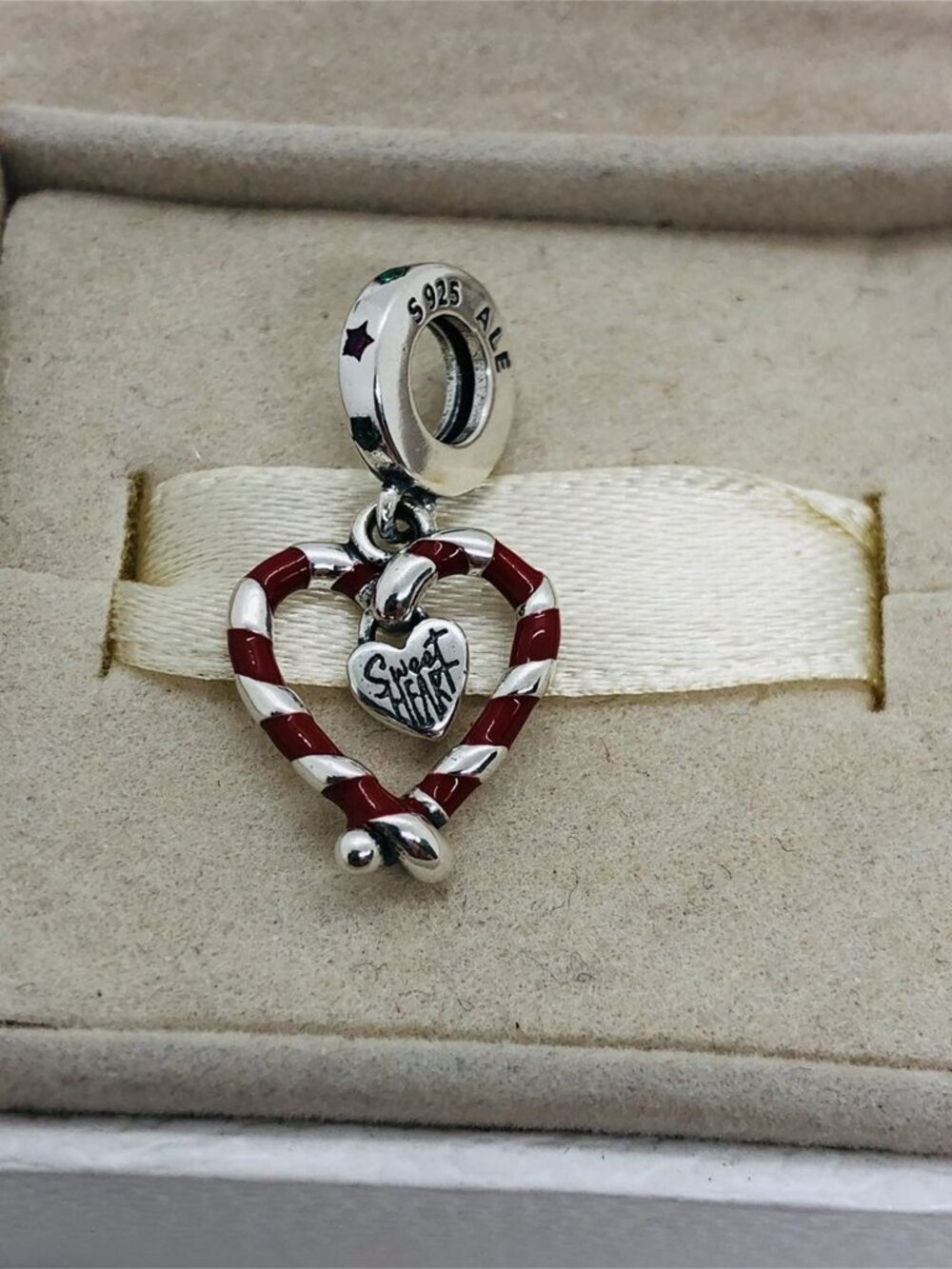 ✨🔥Pandora Double Candy Cane Heart Christmas Dangle Charm